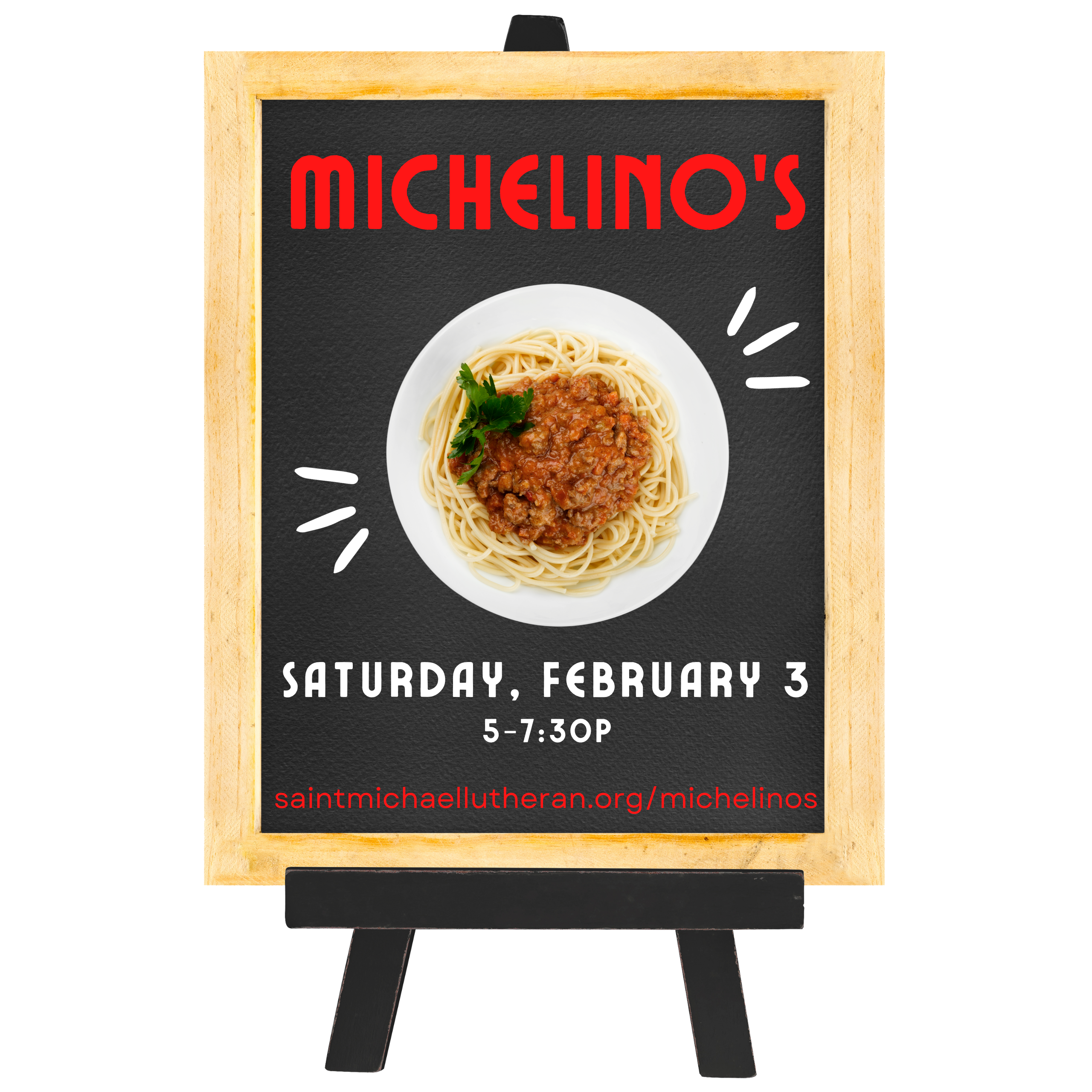 menu board with michelino's information on it