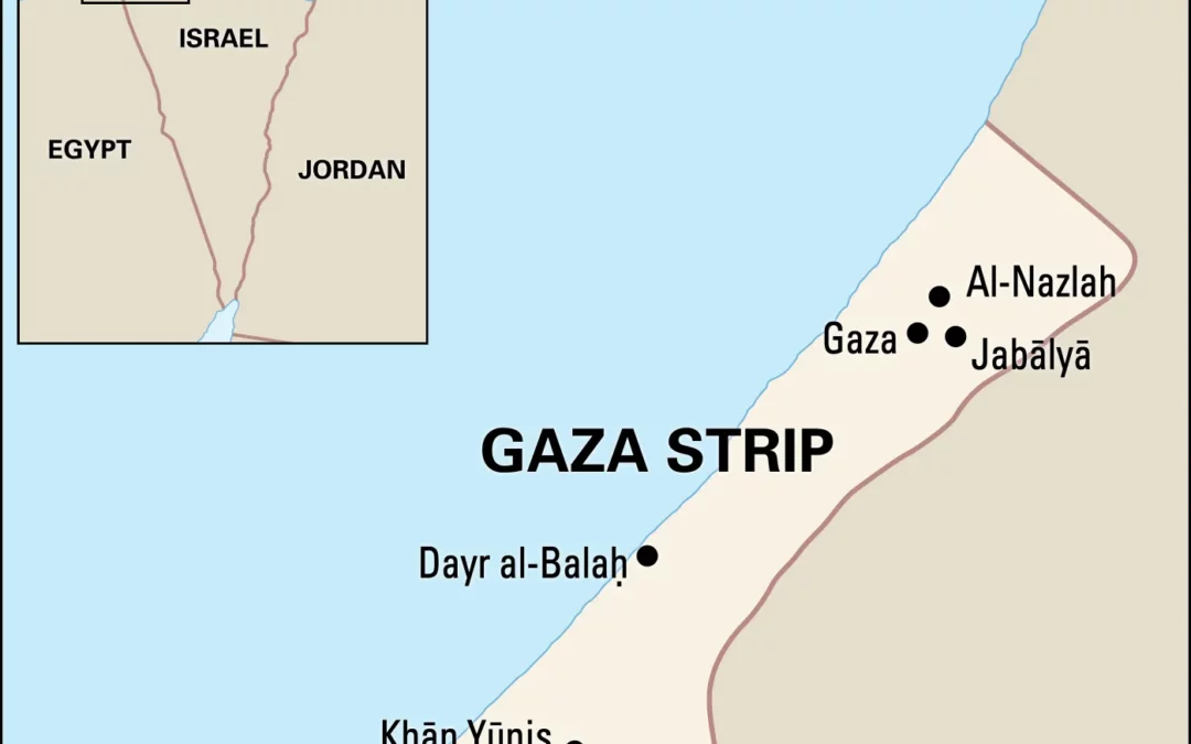 gaza strip political map boundary from britannica